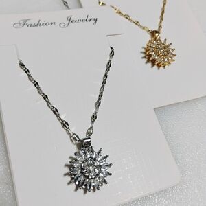 (2) Rhinestone Costume Fidget Necklaces - Silver Tone / Gold Tone Set